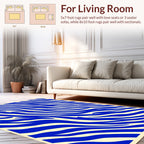 Bold Blue Cream Abstract Stripes Rug