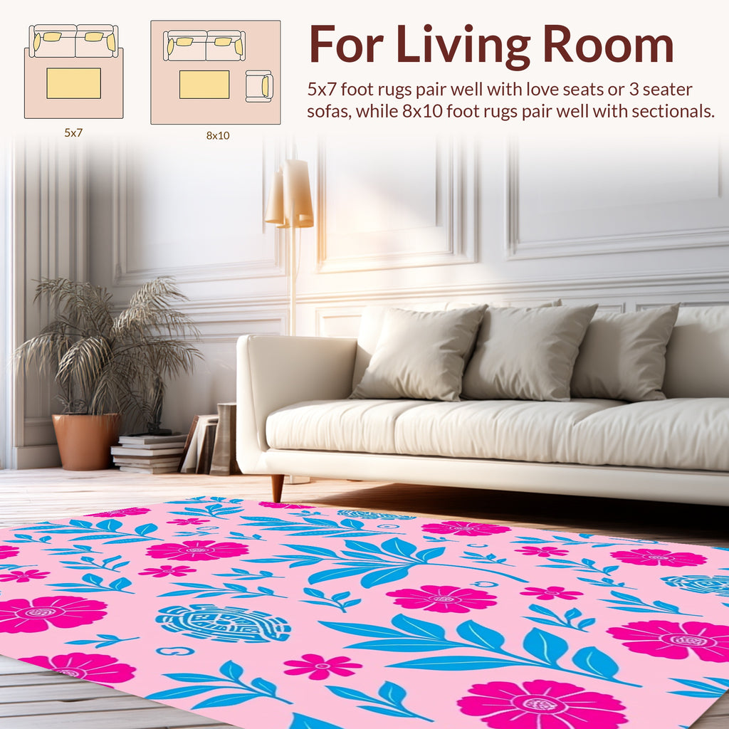 Bold Floral Pattern with Tribal Accents Rug