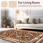 Ornate Animal Symmetry Brown Style Rug