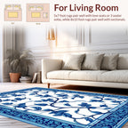 Blue Floral Vine Pattern Rug