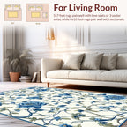 Classic Blue Floral Vine Pattern Rug