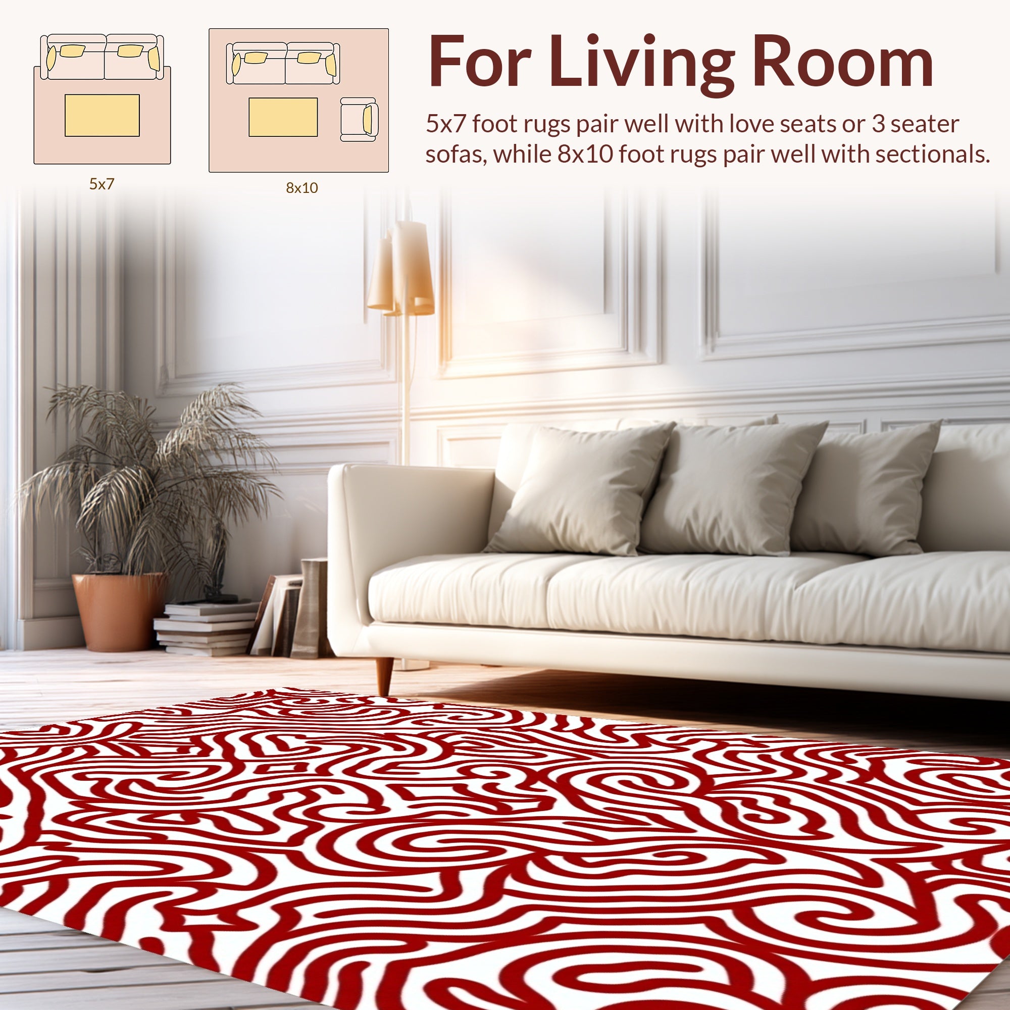 Ornate Red Swirl Pattern Rug