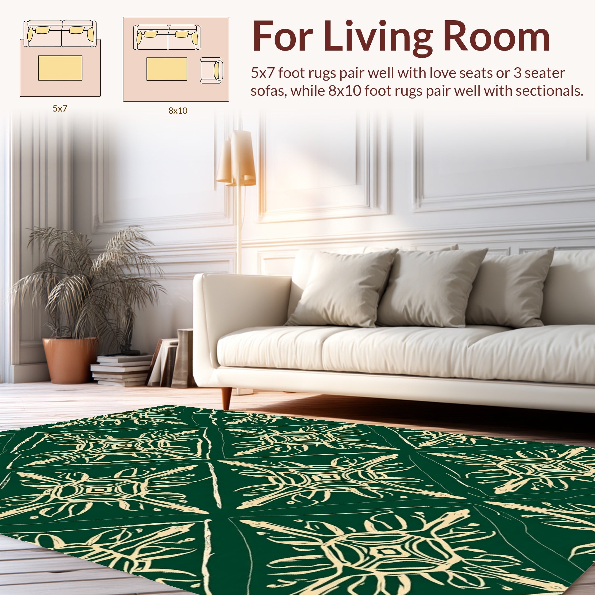 Vintage Green Cream Ornamental Design Rug