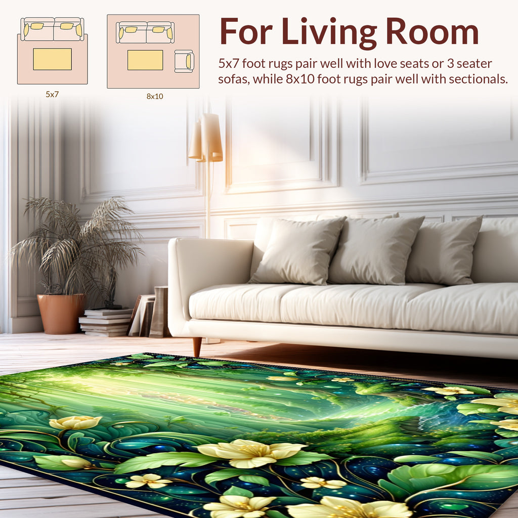 Enchanted Forest Floral Whimsical Pattern Rug