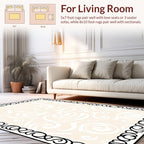 Cream Swirl Vine Patterned Border Rug