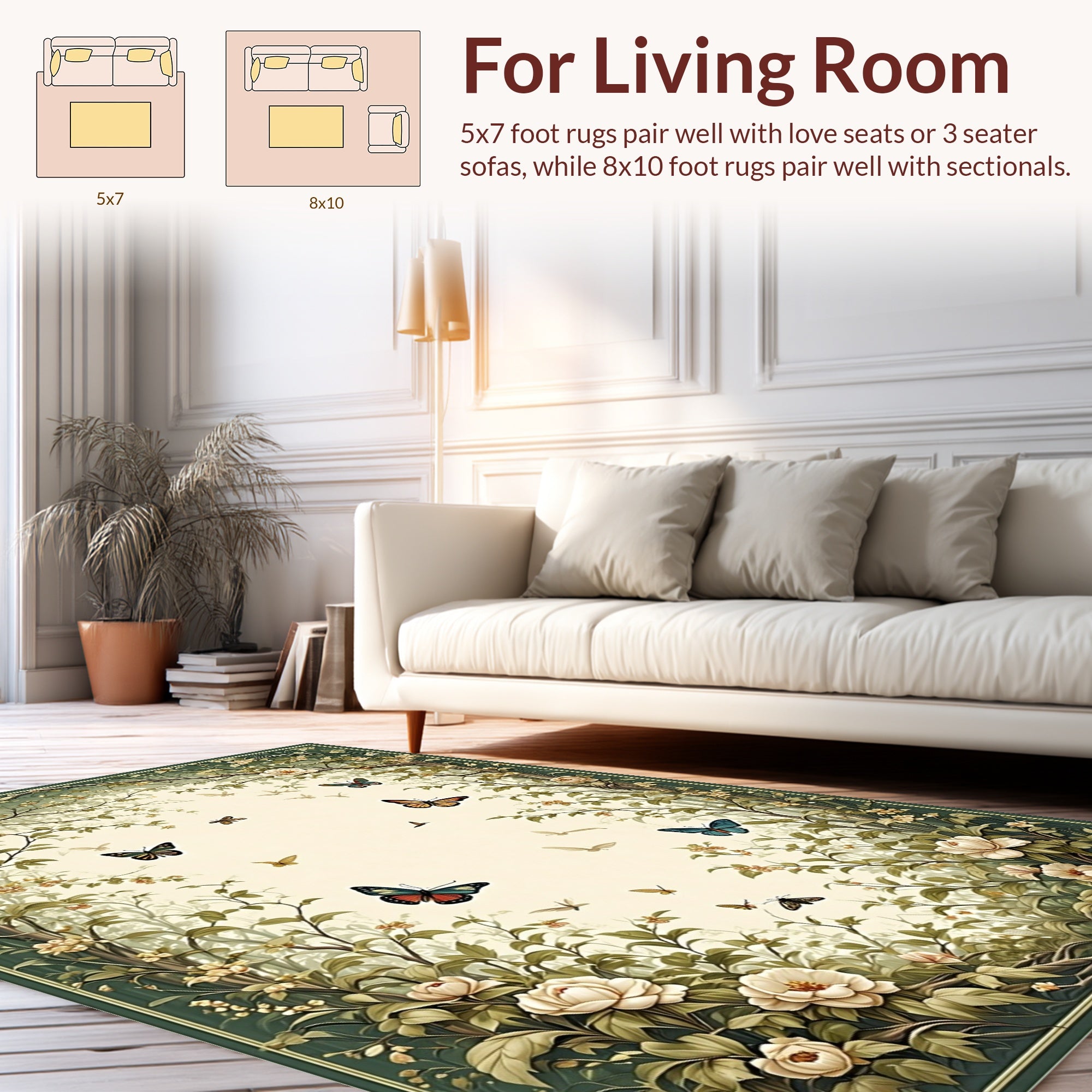 Enchanted Garden Butterfly Floral Rug
