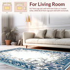 Ornate Blue White Floral Vine Design Rug