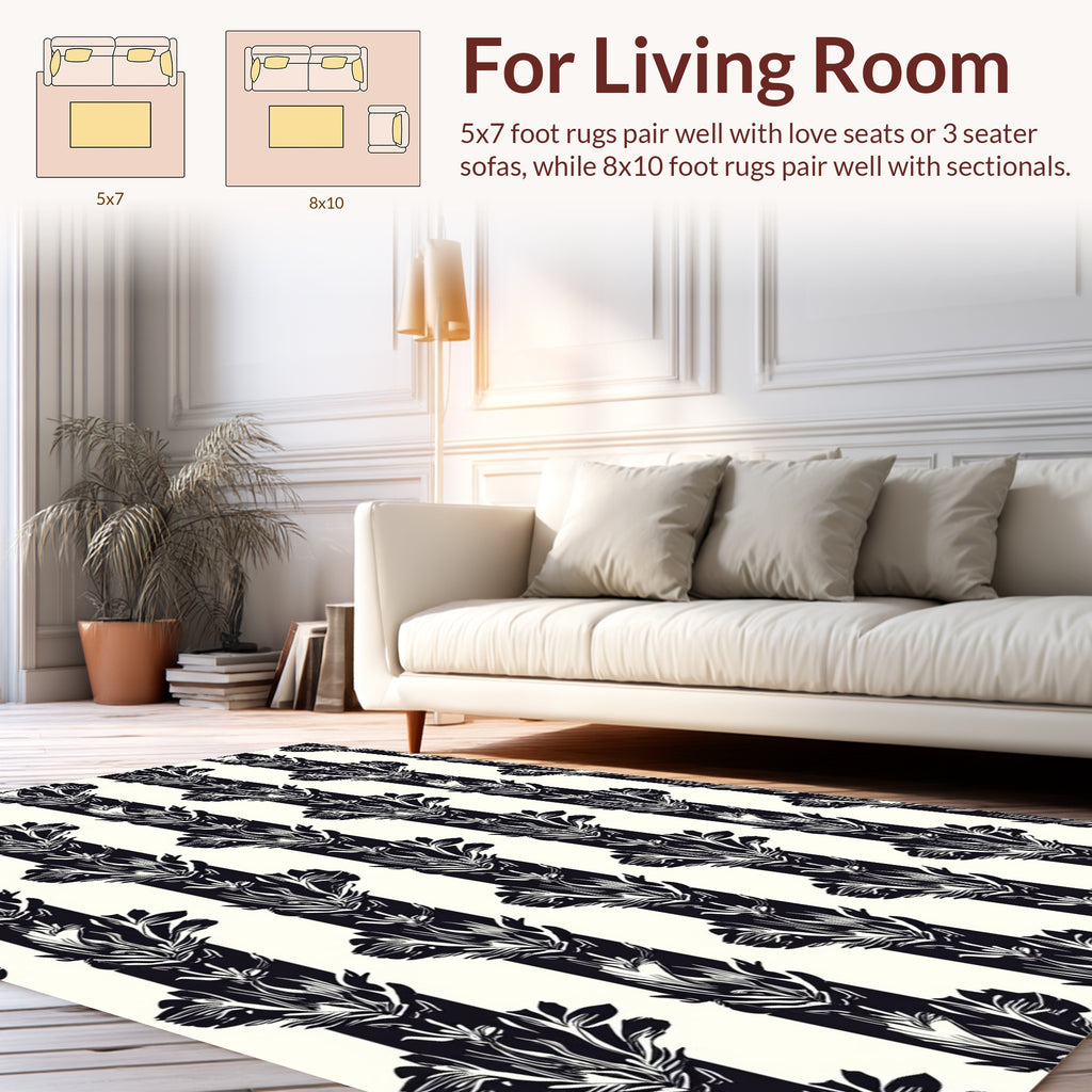 Bold Floral Stripes Design Rug