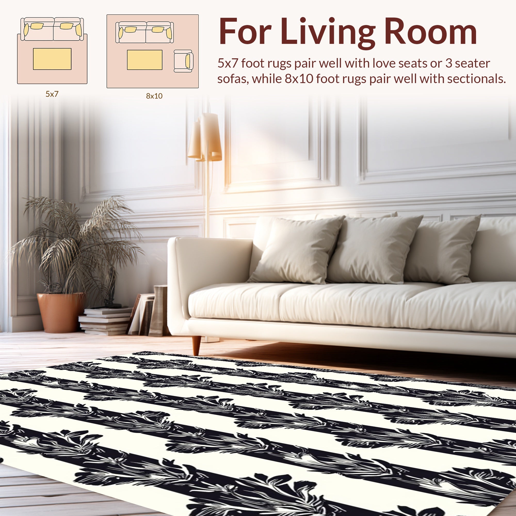 Bold Floral Stripes Design Rug