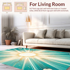 Radiant Sunburst Teal Floral Design Rug