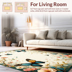 Floral Butterfly Garden Scene Rug