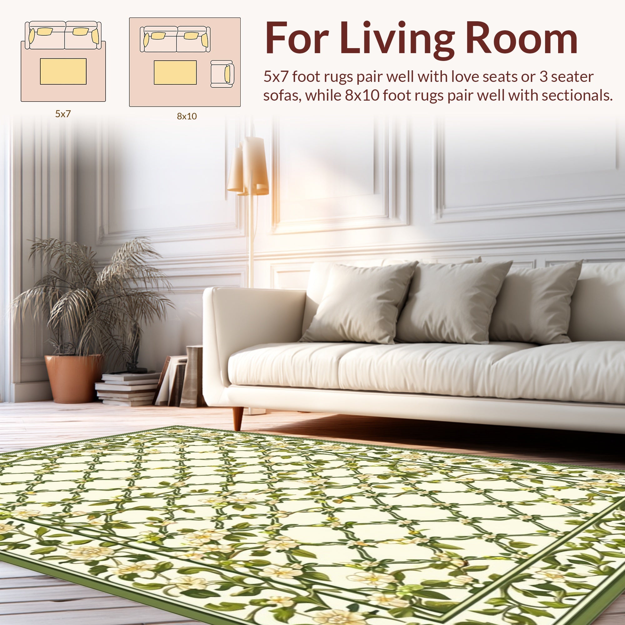 Vine Lattice Floral Pattern Rug