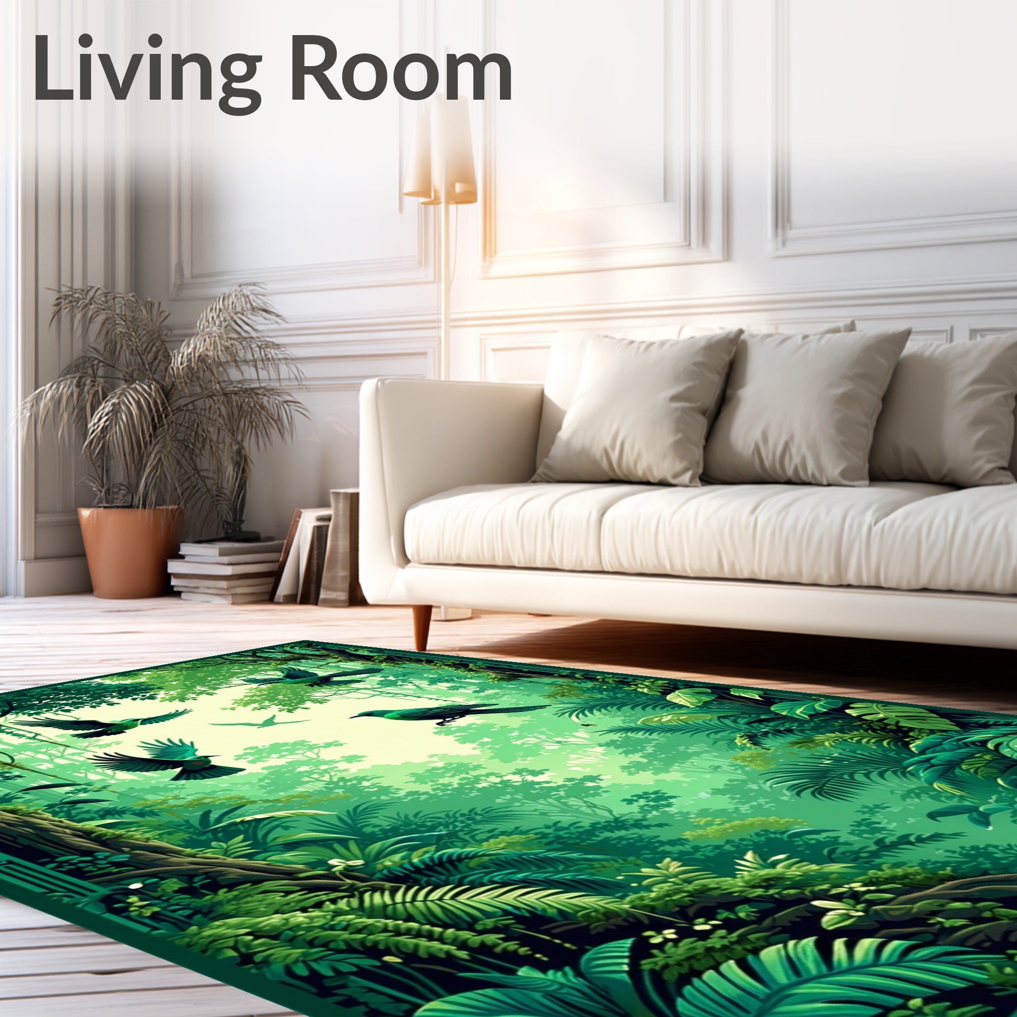 Emerald Forest Flying Birds Rug