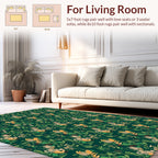 Lush Green Tropical Floral Pattern Rug