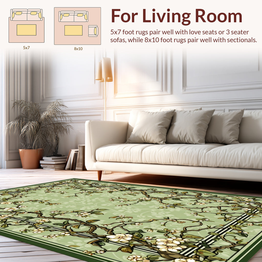 Vintage Floral Branch Patterned Rug