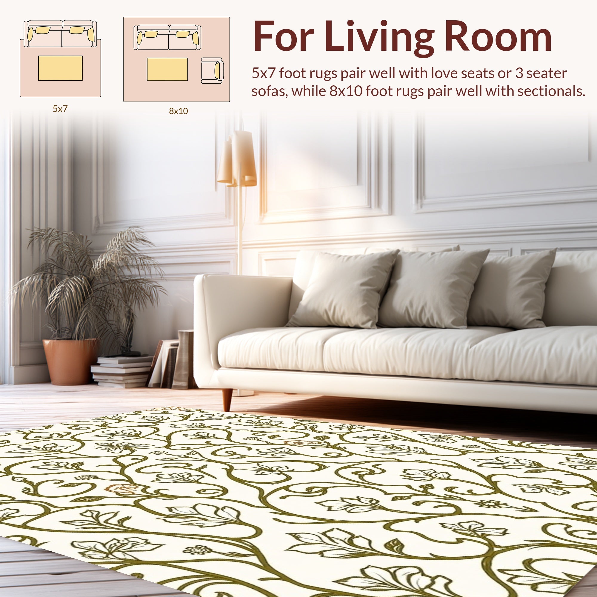 Vine Swirl Floral Pattern Rug