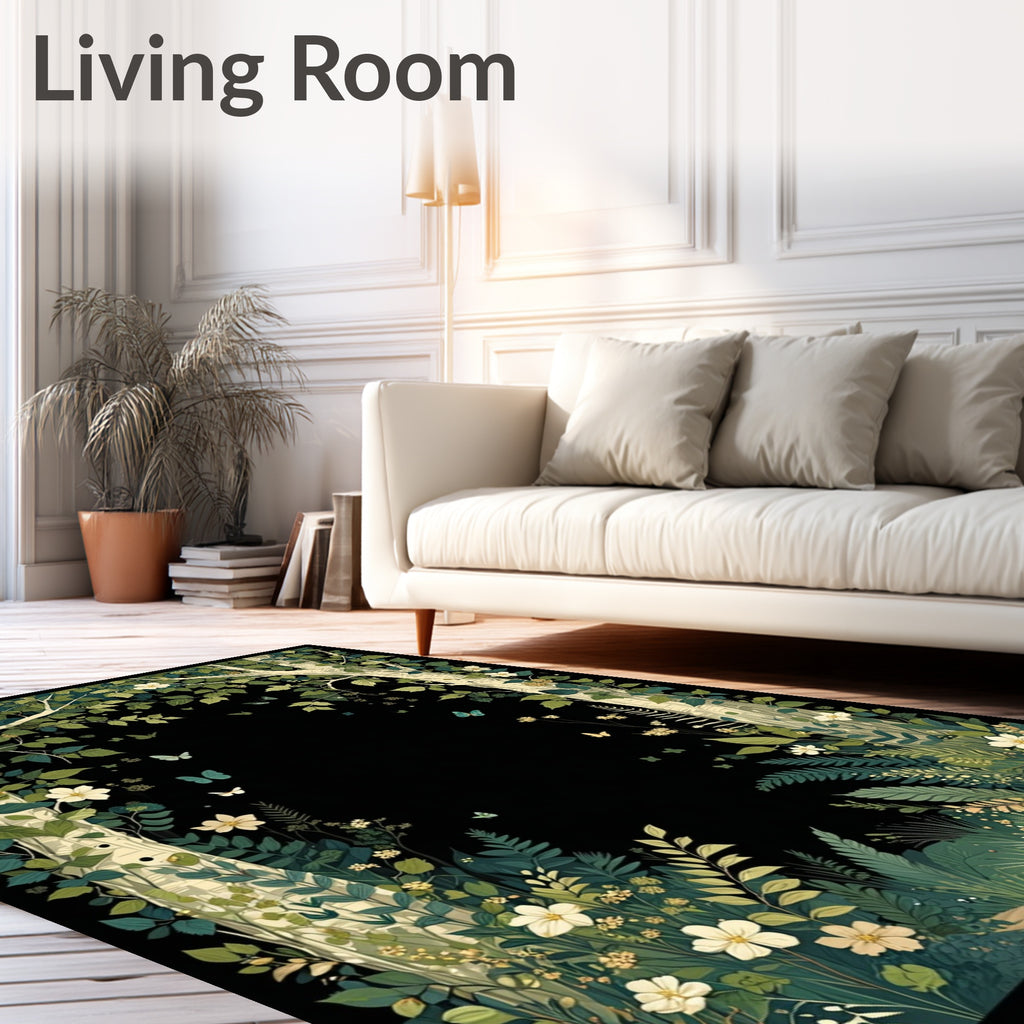 Enchanted Forest Butterfly Botanical Rug