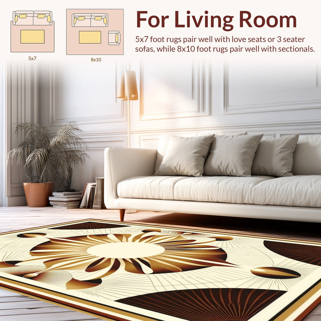 Art Deco Sunburst Fan Design Rug