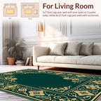 Emerald Green Floral Vine Border Design Rug