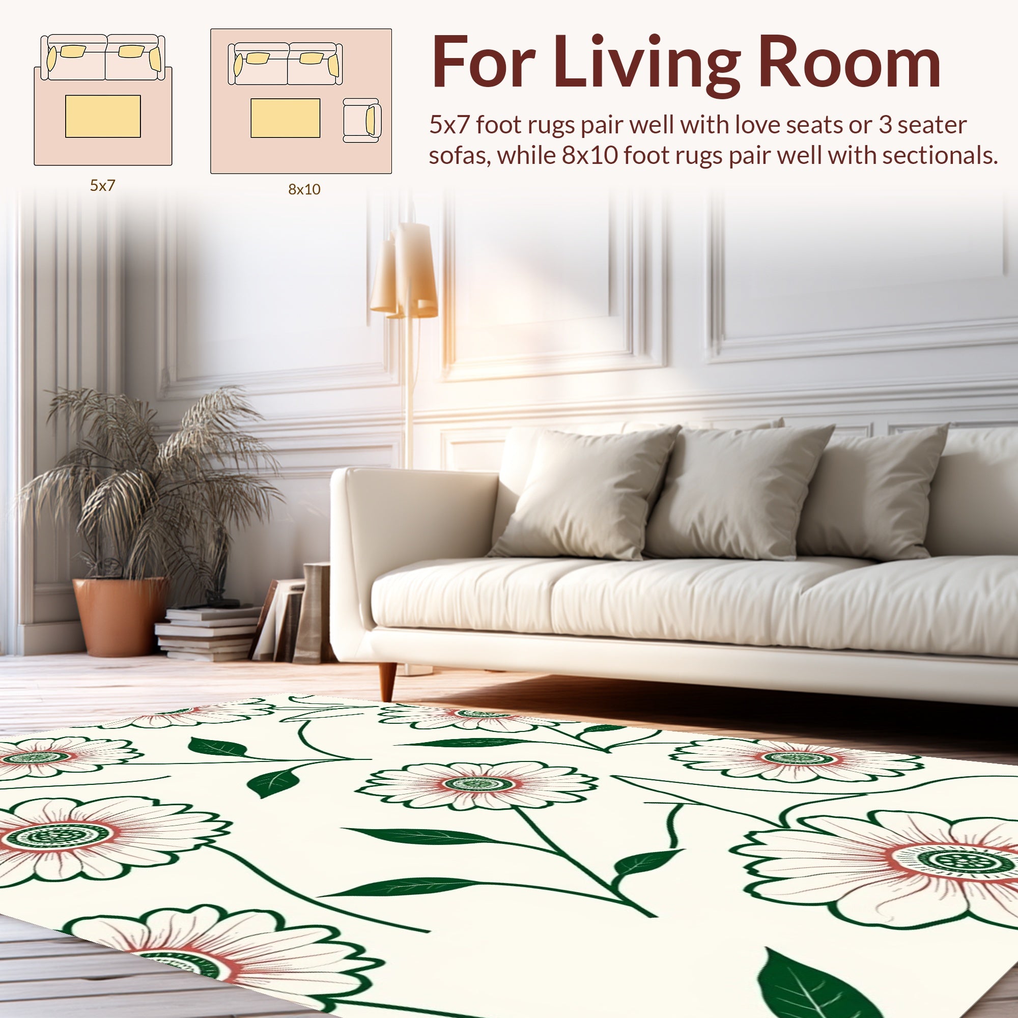 Whimsical Floral Garden Pattern Rug