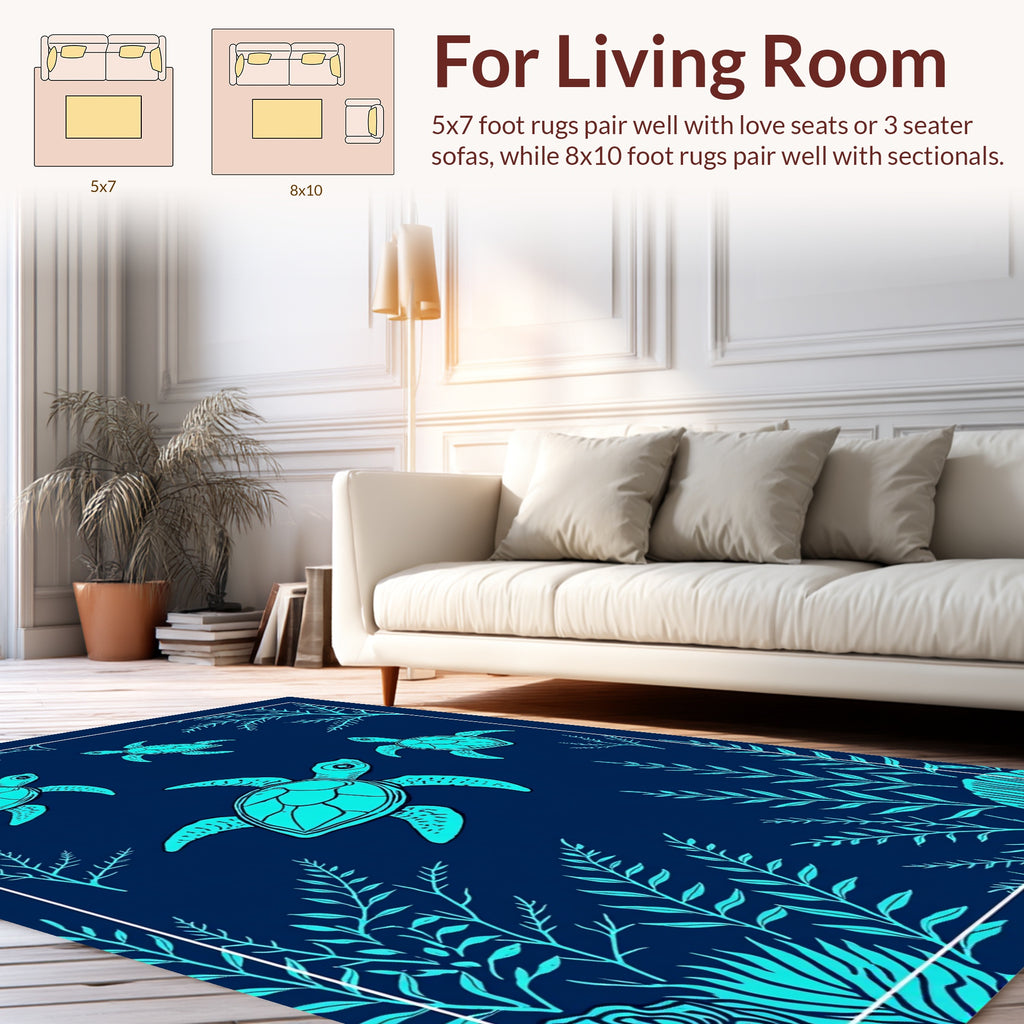 Oceanic Sea Turtle Aquatic Design Rug