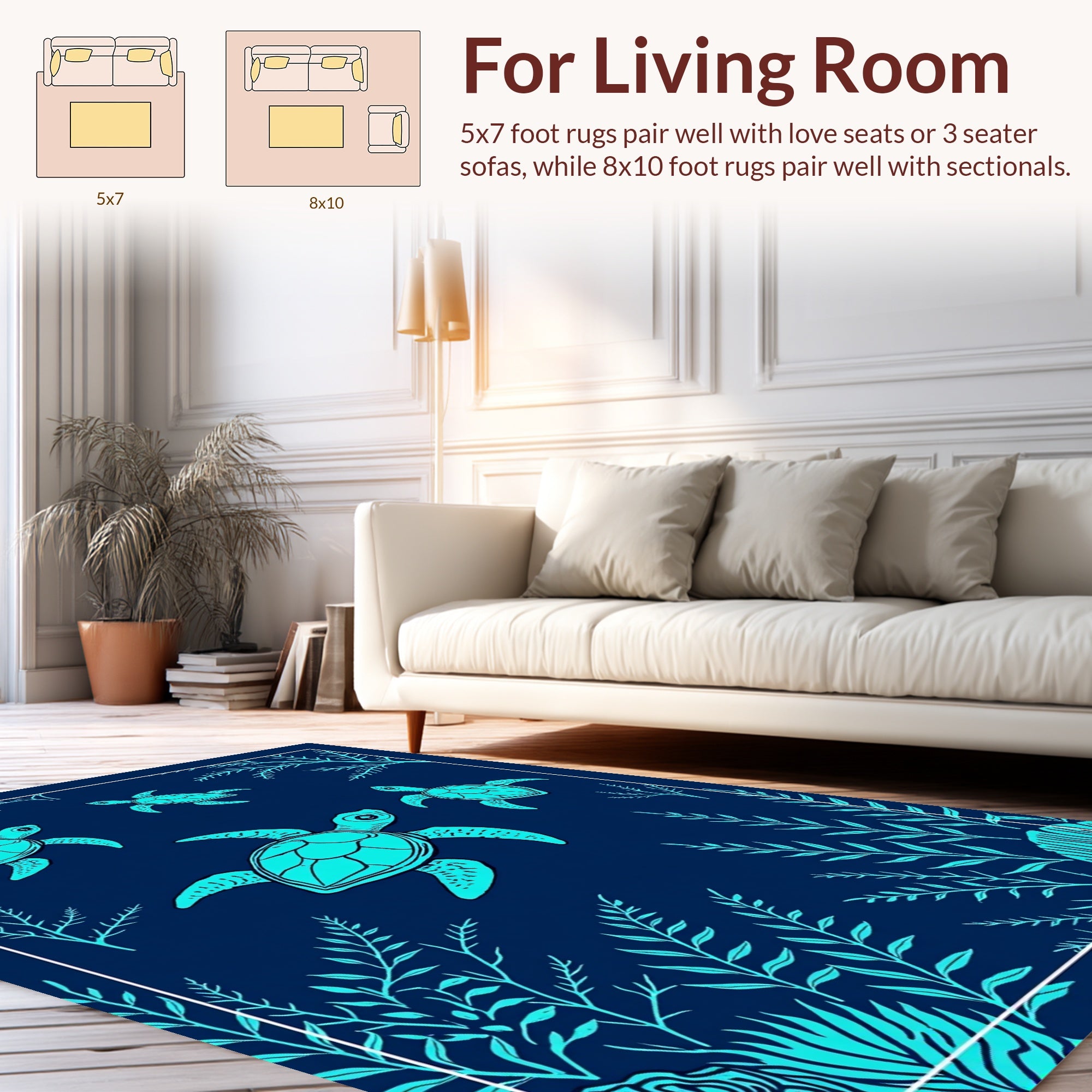 Oceanic Sea Turtle Aquatic Design Rug