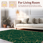 Emerald Green Floral Outline Pattern Rug