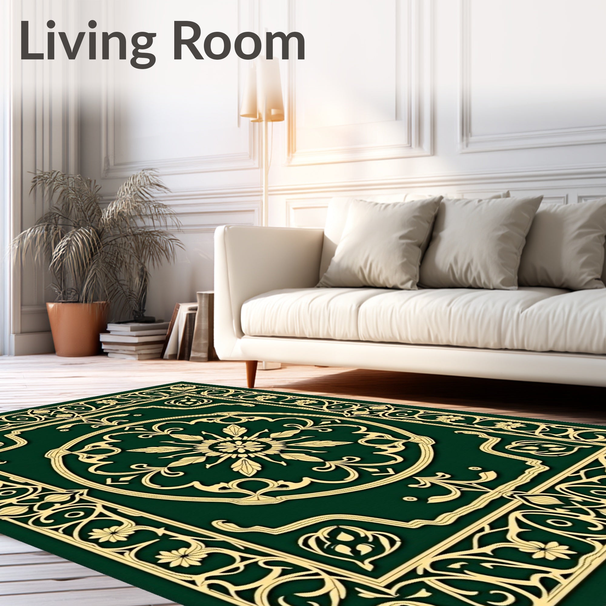 Emerald Gold Floral Archway Medallion Rug