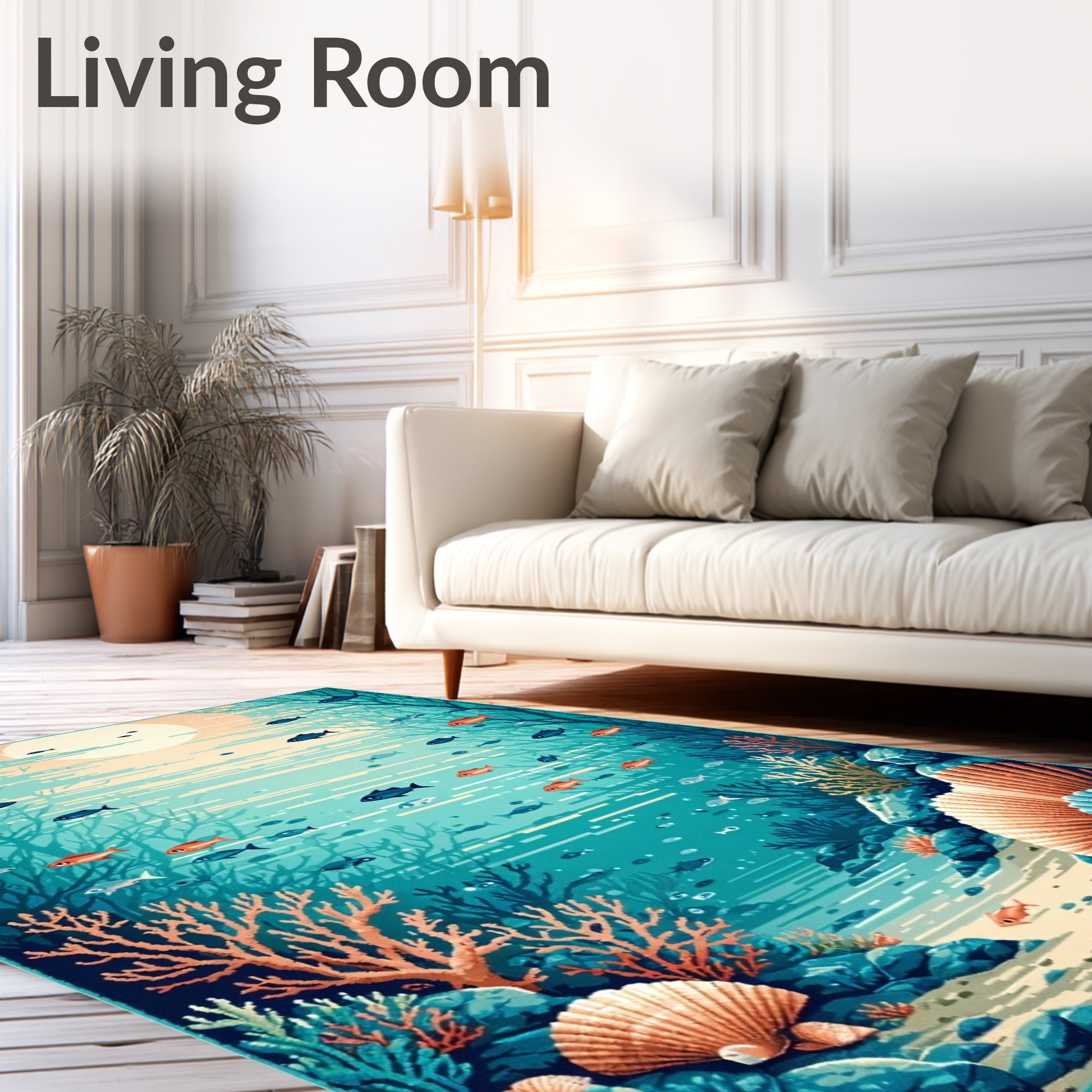 Ocean Life Underwater Tropical Design Rug