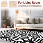 Abstract Black Geometric Pattern Rug