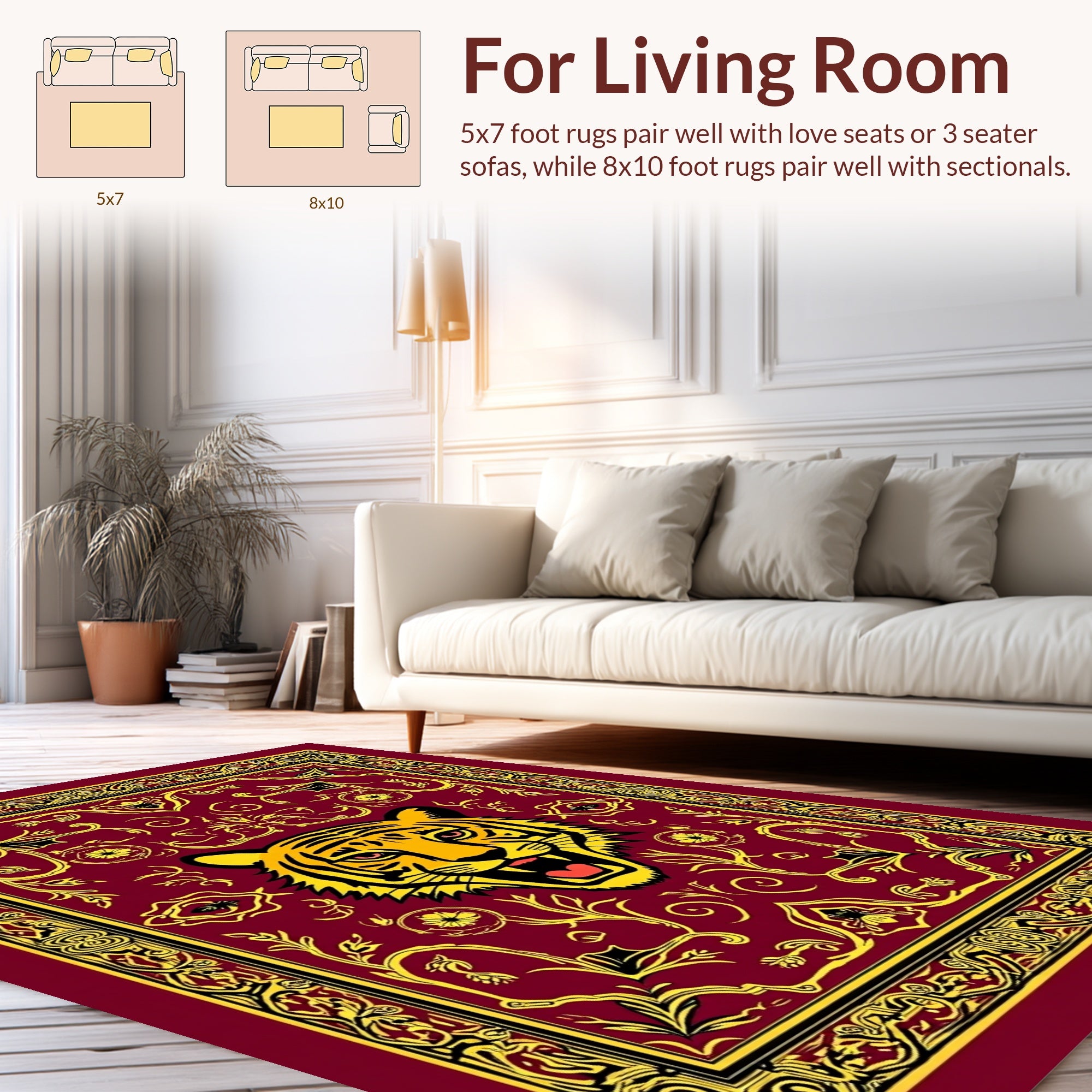 Bold Tiger Floral Regal Design Rug