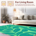 Tropical Teal Leaf Pattern Rug