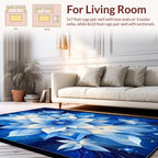Ethereal Blue Flower Starburst Pattern Rug