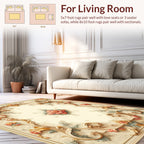 Cream Floral Scrolls Accents Rug