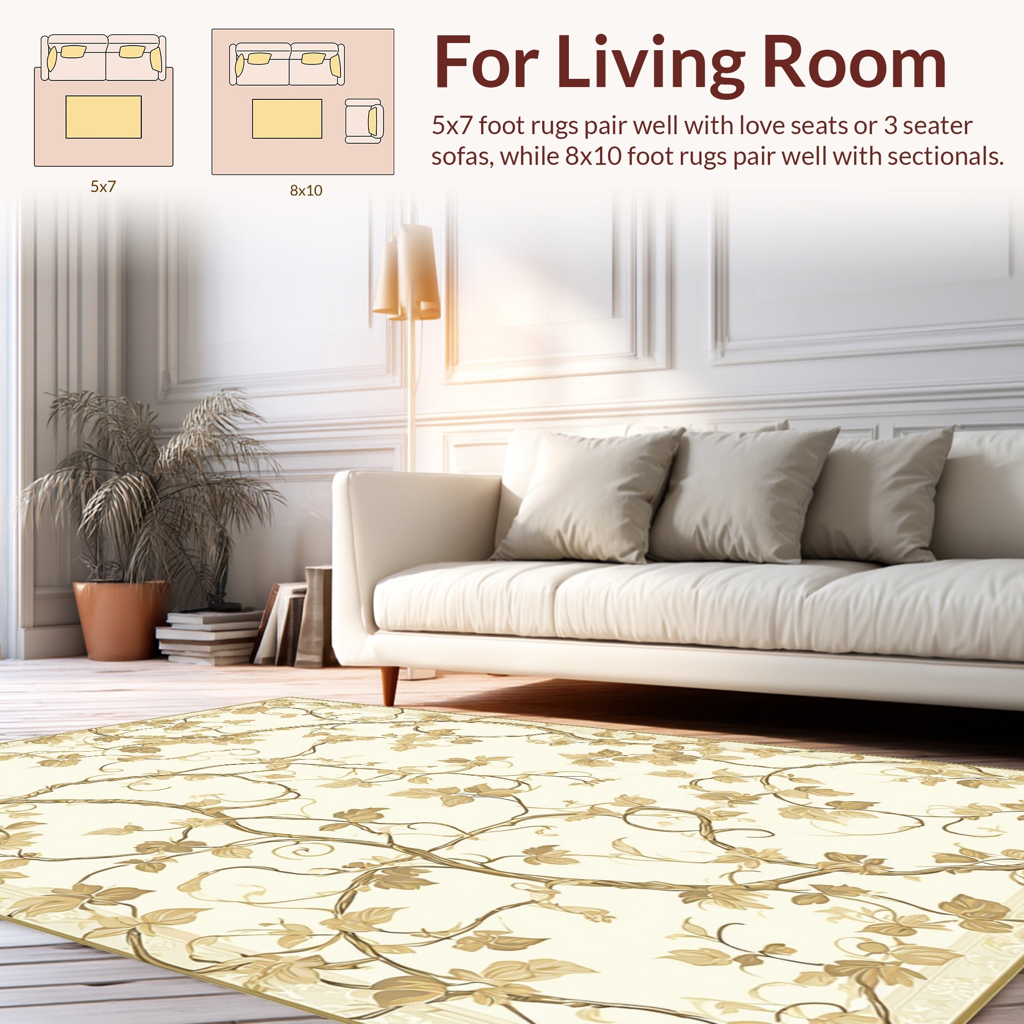 Classic Botanical Vine Cream Rug