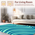 Teal Navy Wavy Waves Rug