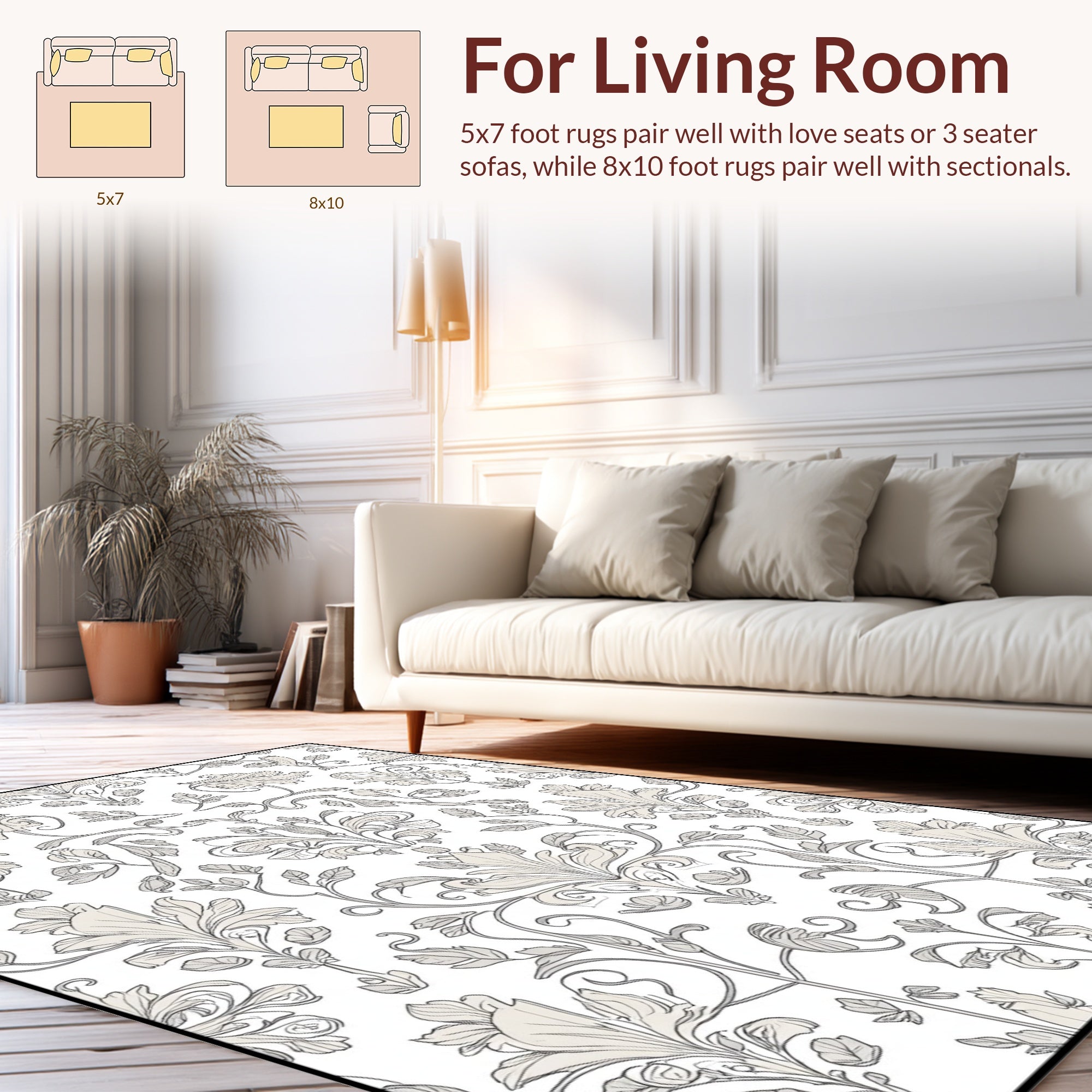 Elegant Floral Vine Pattern Rug