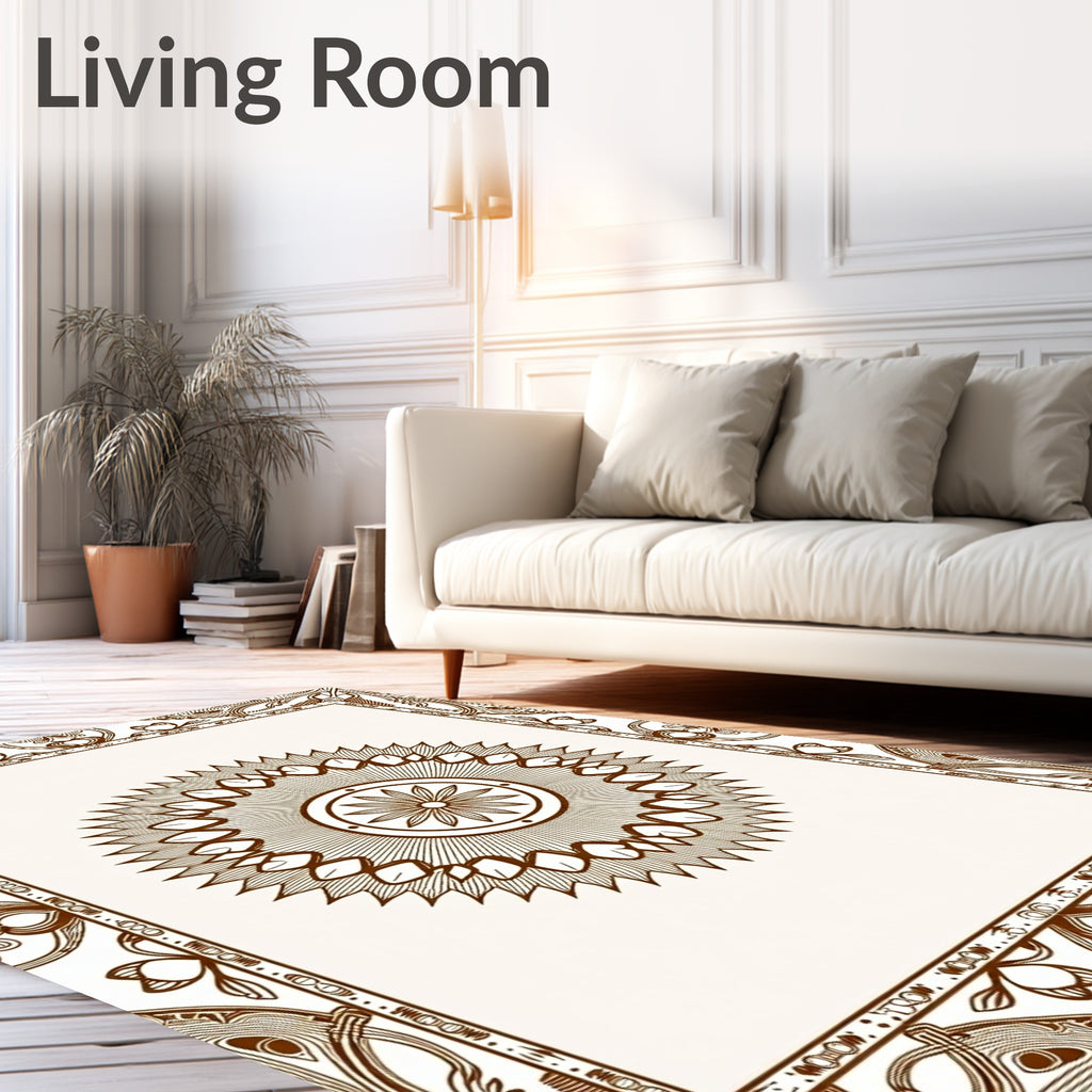 Brown Floral Medallion Frame Rug