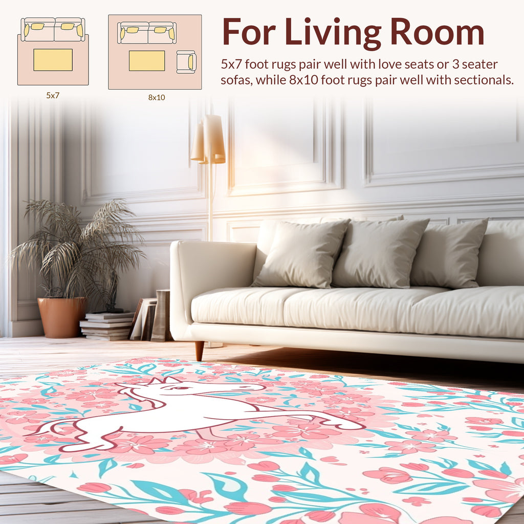 Whimsical Unicorn Floral Patterns Rug