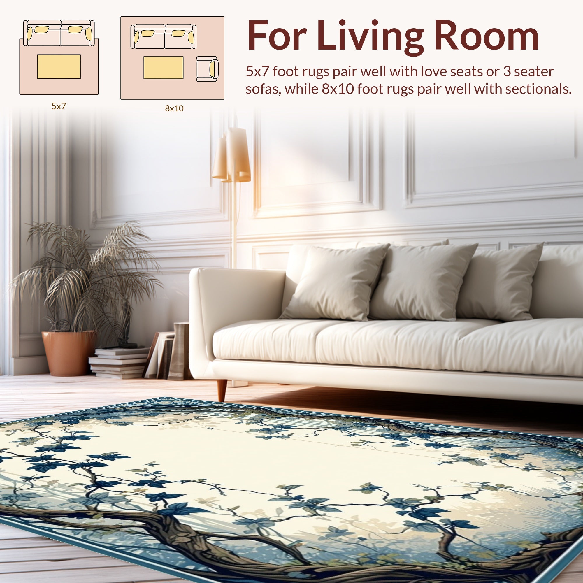 Enchanted Forest Blue Ivy Vines Rug