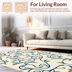 Navy Blue Floral Vine Design Rug
