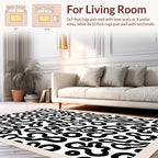 Black White Abstract Organic Shapes Rug