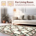 Floral Trellis Beige Pattern Design Rug