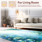 Aqua Floral Water Droplet Design Rug