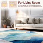 Abstract Blue Wave Layered Design Rug