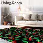 Black Crimson Holly Berry Foliage Rug