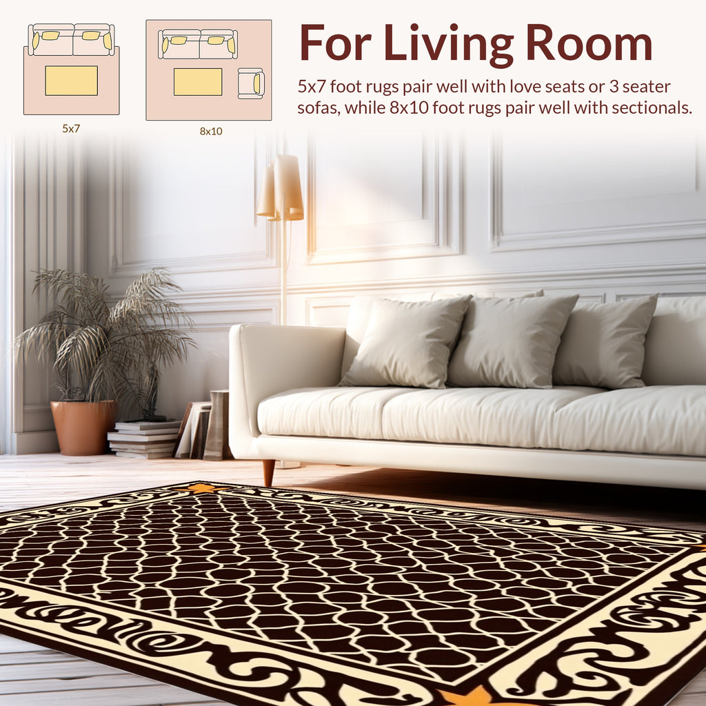 Ornate Lattice Floral Border Rug