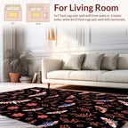 Whimsical Moths Flowers Pattern Rug