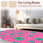 Pink Teal Flower Doodle Design Rug