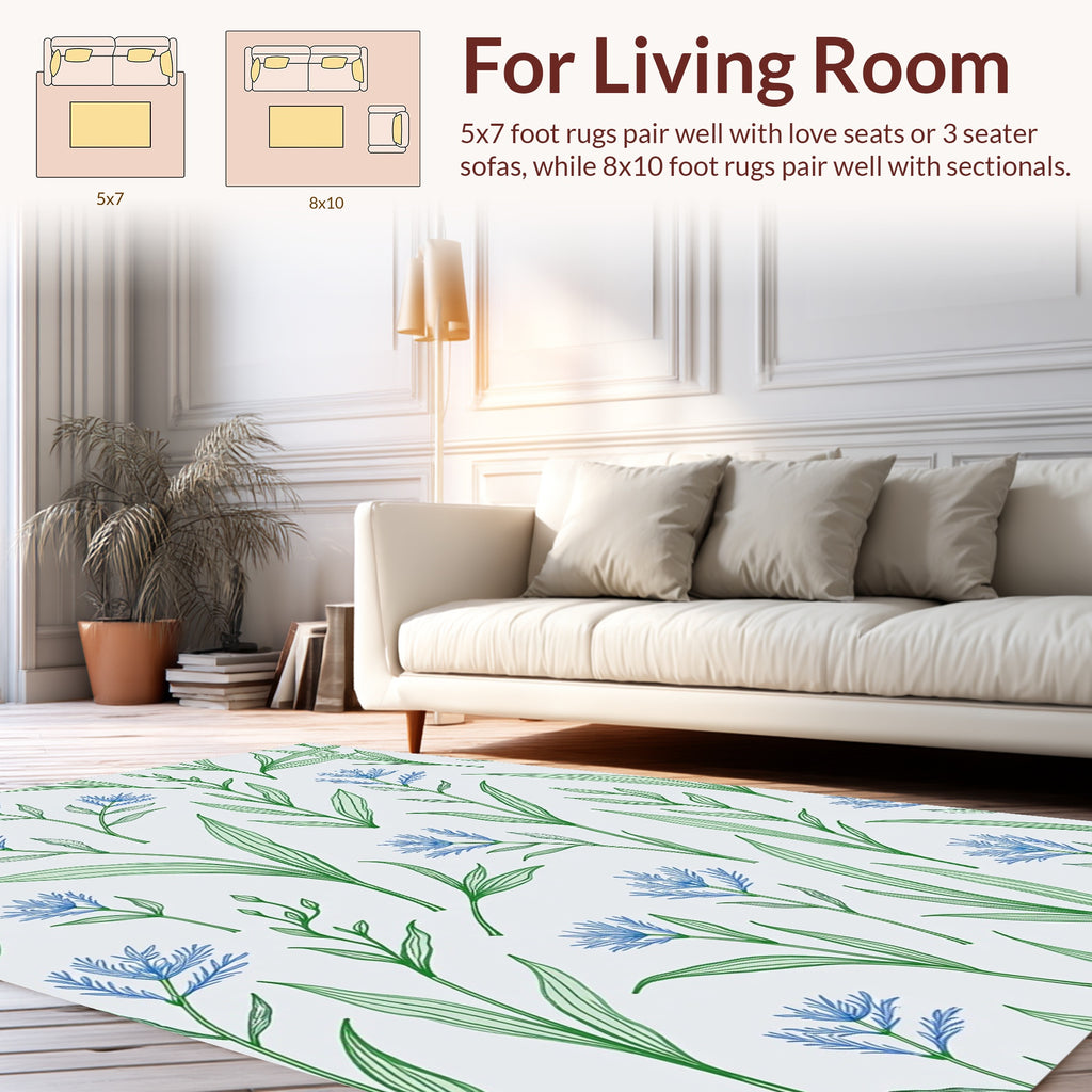 Blue Botanical Artistry Pattern Rug